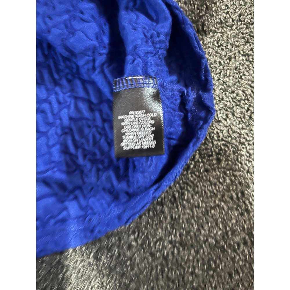 Liz Claiborne Career Royal Blue Textured Short Sleeve Scoop Neck Blouse XL - Picture 3 of 11